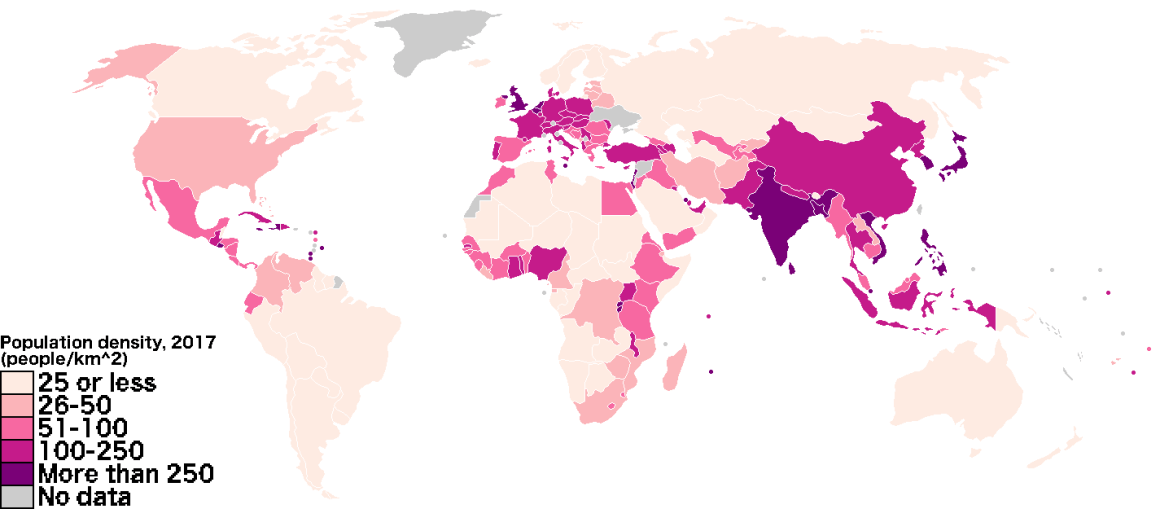 Population Density around the world